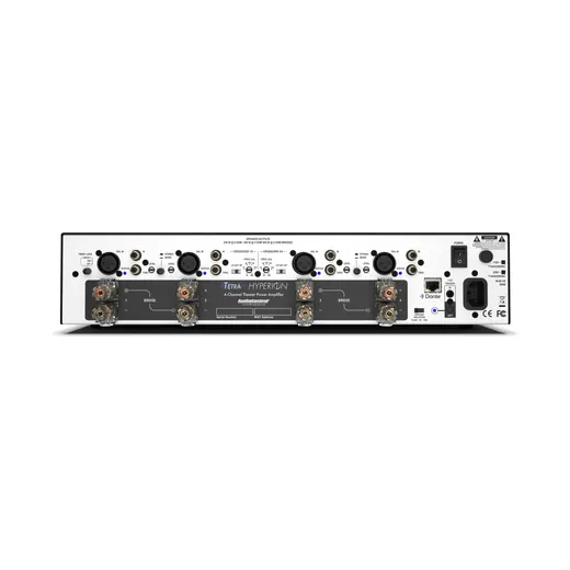 AudioControl Hyperion Tetra – Rückseite mit den Signal- und Lautsprecheranschlüssen