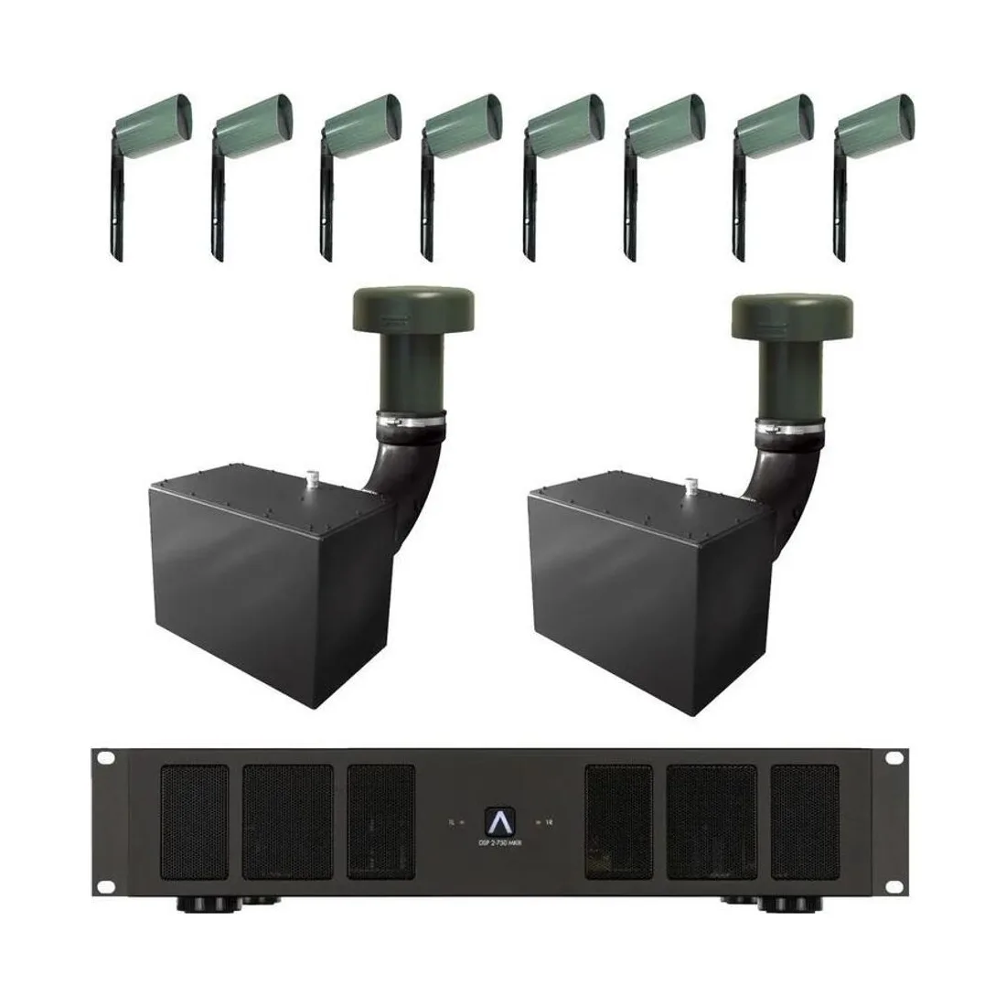 James Loudspeaker AT42-System ST10/AMP8.2 – 4-Zoll-Satelliten, 10-Zoll-Erdsubwoofer und zweizoniger Verstärker